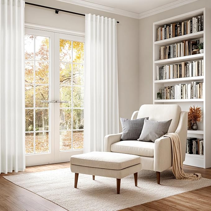 Beige White Linen Curtains 84 Inches Long - Image 6