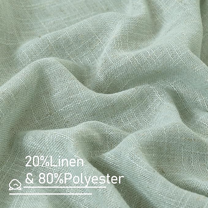 Light Sage Semi Sheer Linen Curtains 72 inch Length - Image 2