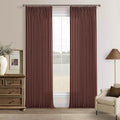 86 Inch Vintage Linen Rust Brown Pleated Semi Sheer Curtains 50 Inch Wide | by Twodrapes