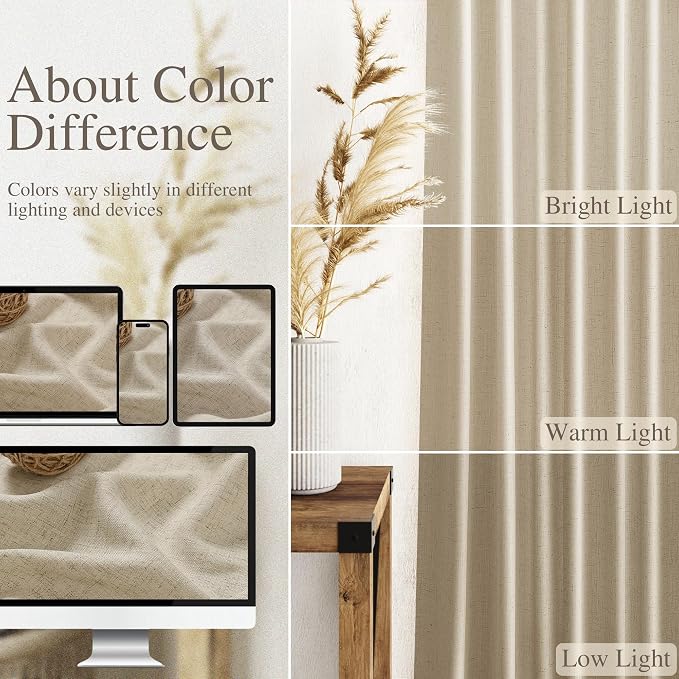 Eggshell Beige Linen 144 Inch Curtains - Image 3