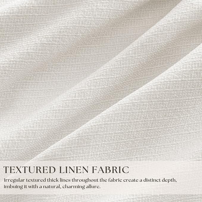 Pinch Pleated Blackout 102 Inch Bedroom Curtains Ivory Linen Dual Layer | - Image 2