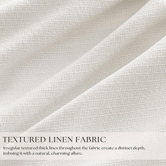 Ivory Cream Pleated 100% Blackout Linen Curtains 86 Inches Long | Memory Trained - Image 2