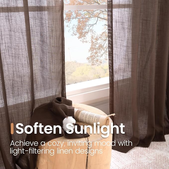 BGment Linen Curtains 90 Inch Length - Image 5