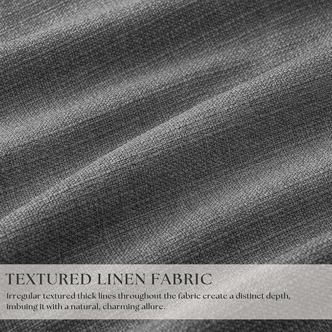 Dark Grey Pleated Thick Linen Blackout Curtains 84 Inches Long - Image 3