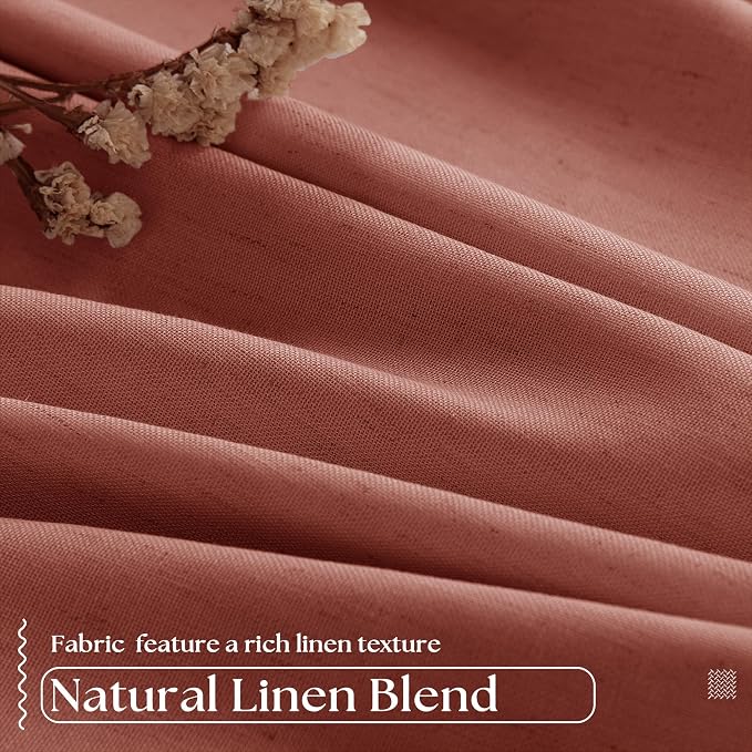 Terracotta 100% Black Out Pinch Pleat Linen 108 Inch Curtains | Black Out - Image 5