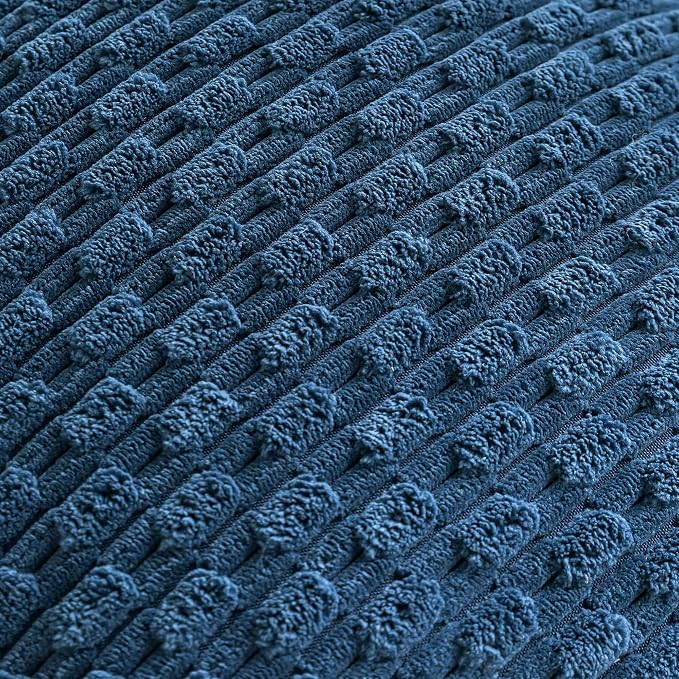 Set of 4 Blue Decorative Throw Pillow Covers 24x24 Inch Corduroy Pillow Covers - Image 5