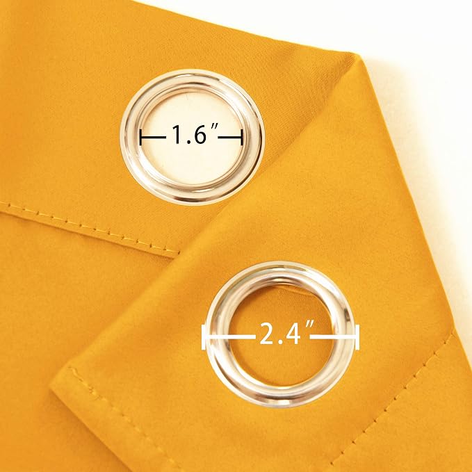Yellow Blackout Curtains 66 x 63 Inch Length/Set of 2 Curtain Panels/Thermal - Image 6