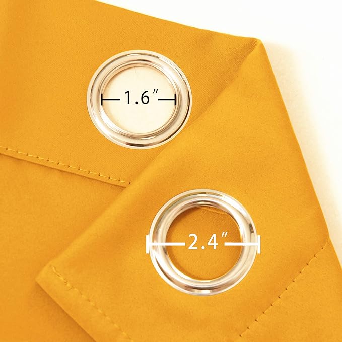 Yellow Thermal Blackout Curtains/52 x 84 Inch/Set of 2 Panels Room Darkening - Image 6