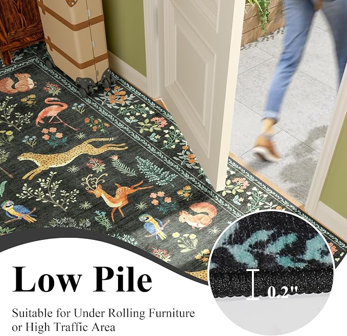 DUKINO 4x6 Area Rug, Non Slip Animal Washable Rug - Image 7