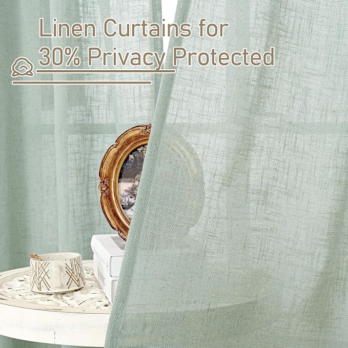 Small Window Linen Curtains 45 Inch Length - Image 5