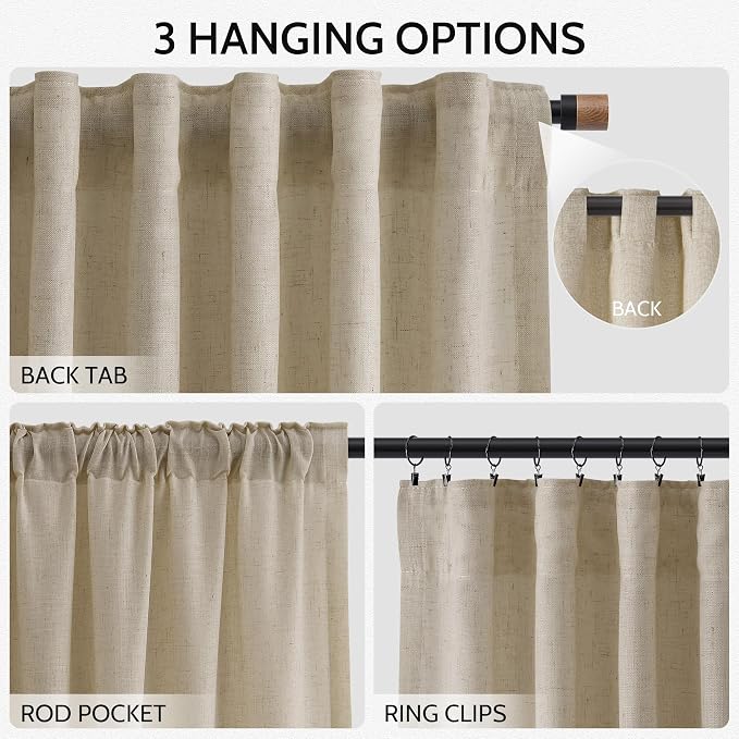 Eggshell Beige Curtains 108 Inches Long - Image 2