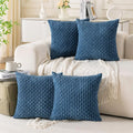 Set of 4 Blue Decorative Throw Pillow Covers 20x20 Inch Corduroy Pillow Covers by Cozoomy