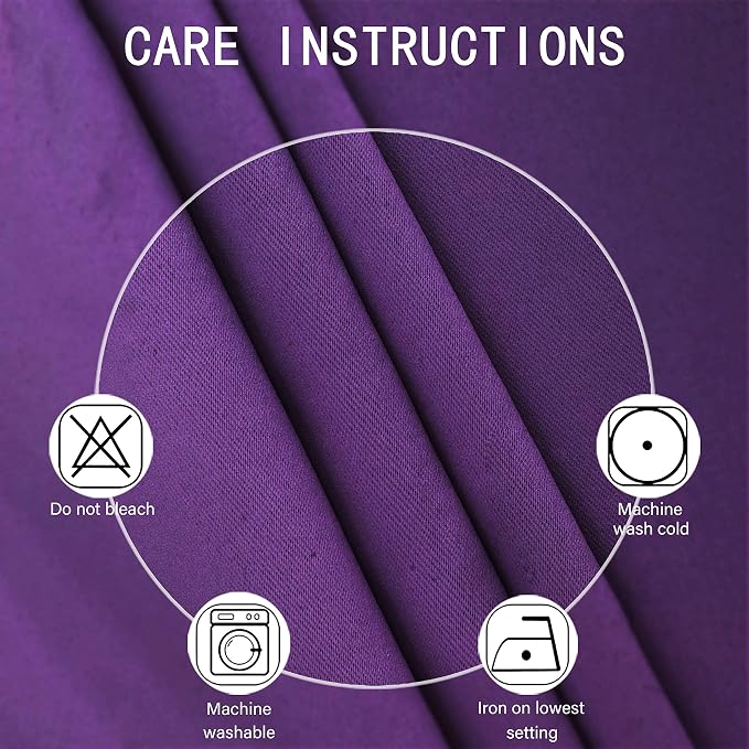Purple Blackout Curtains 34 x 63 Inch Length/Set of 2 Curtain Panels/Thermal - Image 4