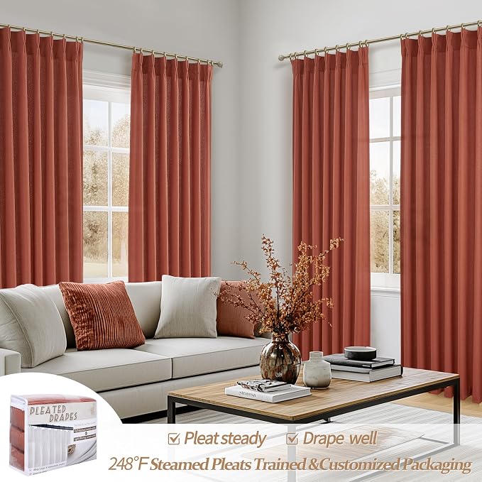 Rust Burnt Orange Fall Sheer Curtains 90 Inches Long - Image 5