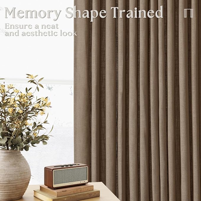 Dutch Cocoa 94 Inch Pinch Pleated Light Filtering Linen Curtains 2 Panels | - Image 3