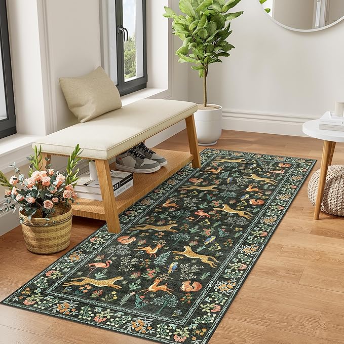 DUKINO 2x5 Rug for Hallway, Washable Animal Runner Rug Non Slip, Stain Resistant by DUKINO