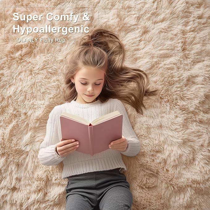 OLANLY 4x12 Area Rugs for Living Room Bedroom, Machine Washable Soft Fluffy - Image 5