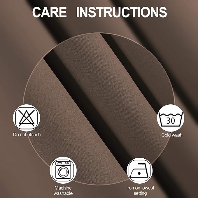 Chocolate Brown Thermal Blackout Curtains/52 x 54 Inch/Set of 2 Panels Room - Image 4