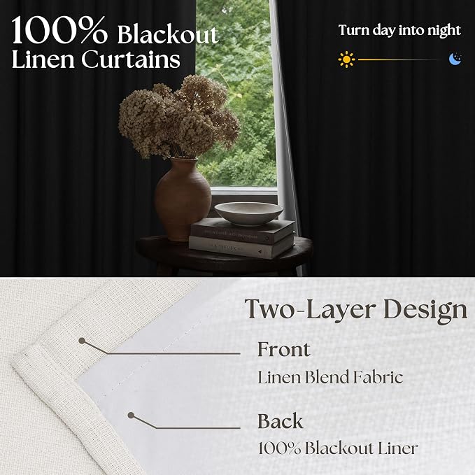 Ivory White Pleated Blackout Curtains 120 Inches Long 2 Panels | Memory Shape - Image 3
