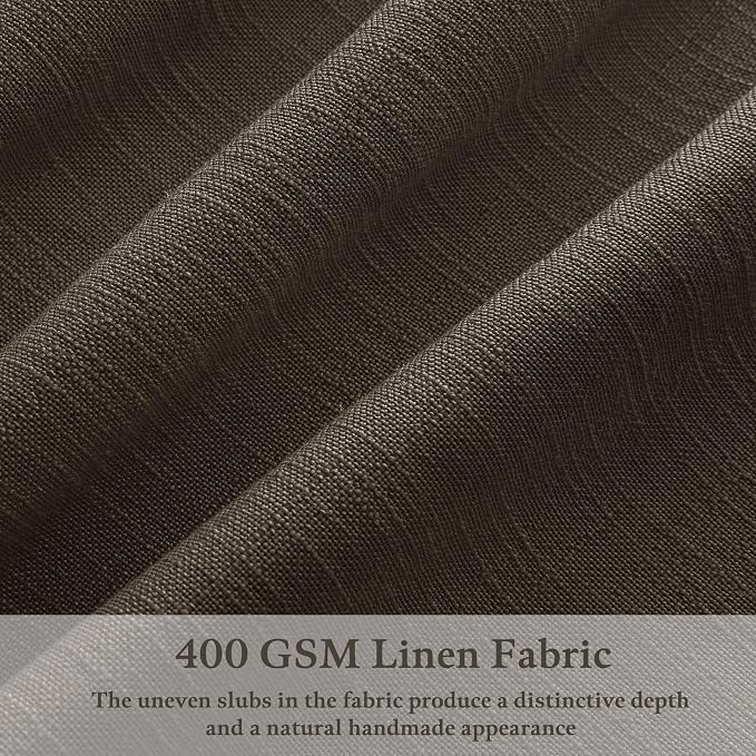 102 Inch Pinch Pleat Linen Dark Brown Semi Sheer Modern Curtains 2 Panels | 102 - Image 3