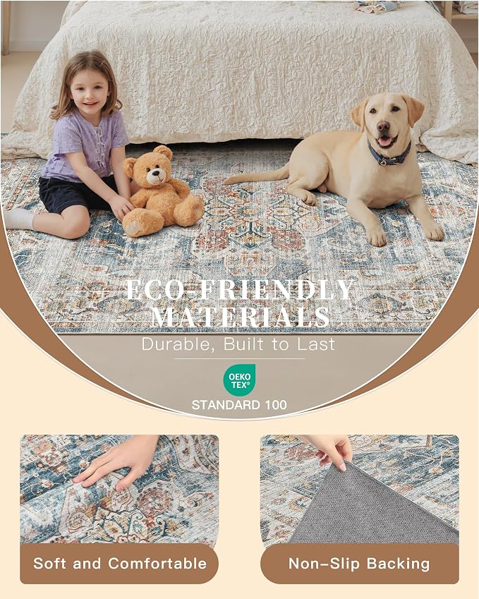 Madane Washable Area Rug 2x3 Small Entryway Rugs Non-Slip, Low Pile Floor Carpet - Image 5