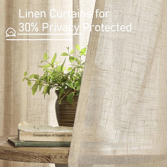 Semi Sheer Linen Curtains 36 Inch Length - Image 5