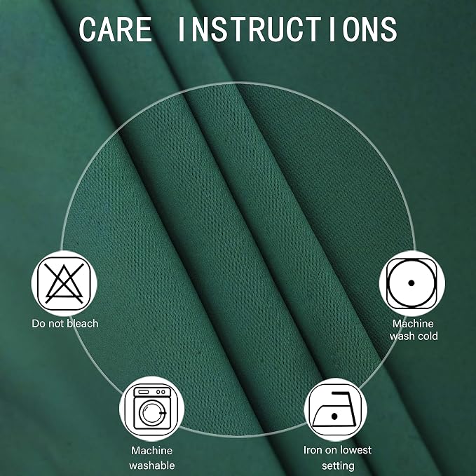 Blackout Curtains 66 x 84 inch/Dark Green Curtains Set of 2 Panels/Thermal - Image 4