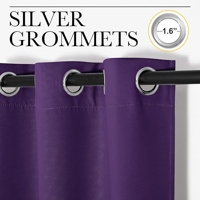 NICETOWN Royal Purple Blackout Curtains 102 inches Length - Image 2