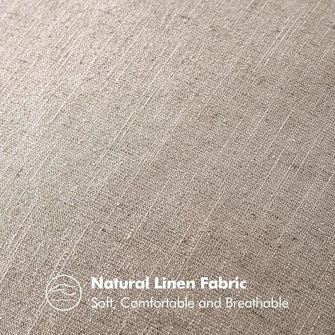 MIULEE Decorative Linen Euro Sham Pillow Covers 24x24 Inch Natural Linen | Boho - Image 3