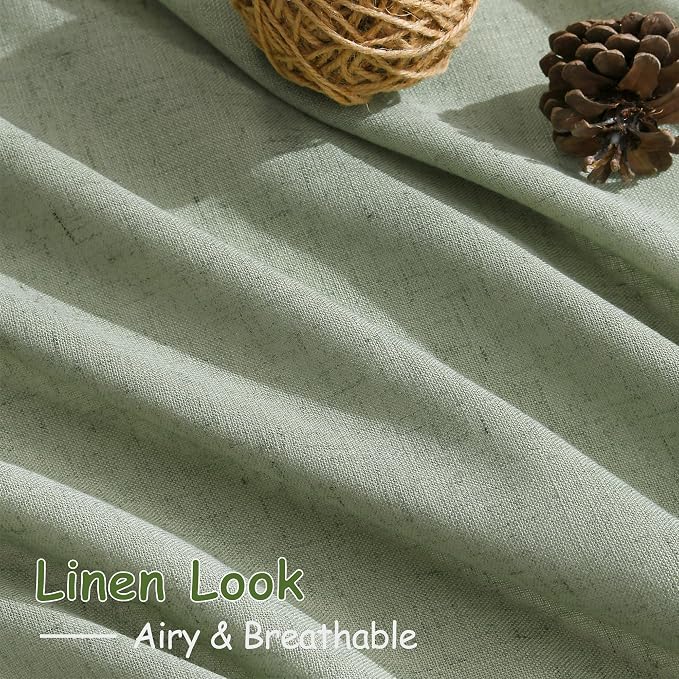 Light Sage Linen Curtains 96 Inches Long 2 Panels Set - Image 5