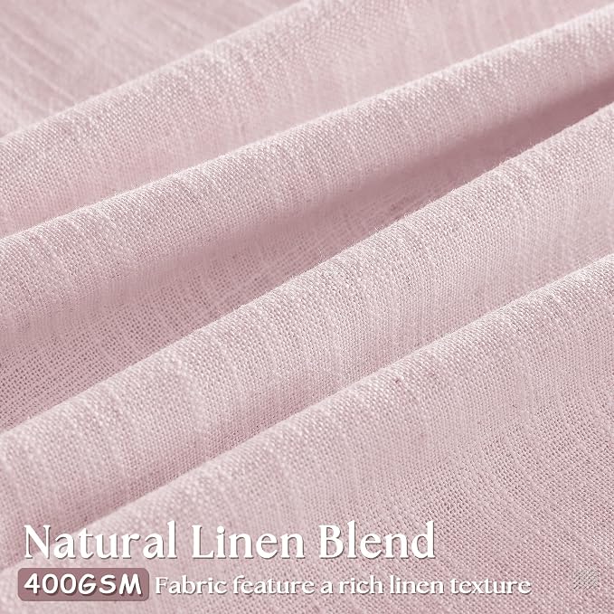 Light Pink Linen Pinch Pleat Curtains 120 Inch Length 2 Panels Set 40x120 | - Image 3