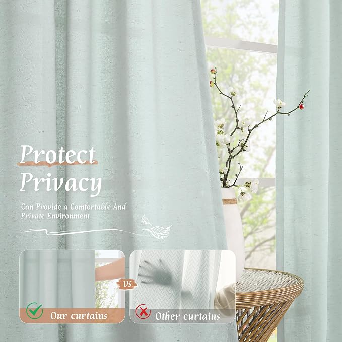 54 Inch Short Window Linen Curtains - Image 5