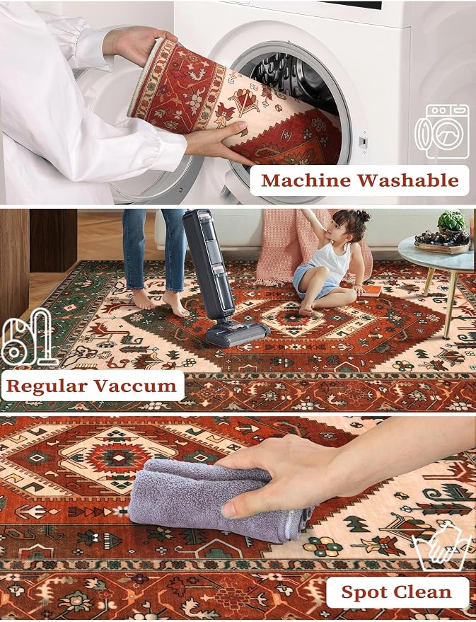 SERISSA 2'6"x14' Washable Non Slip Boho Runner Rug - Image 4