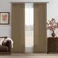 Brown Pinch Pleated Semi Sheer Thick Linen Curtains 105 Inch Long | Light by Twodrapes