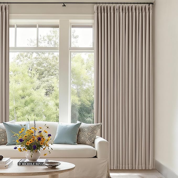 Burlywood Birch Linen Pinch Pleated Blackout Bedroom Curtains 80 Inch Long | by Twodrapes
