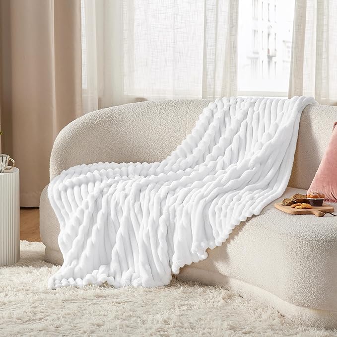 Bedsure Soft Throw Blanket for Couch Decor Gifts Bright White 50"x70" | - Image 6