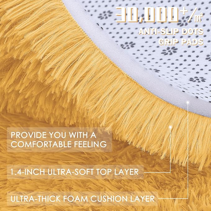 OLANLY 2x3 Machine Washable Small Bedside Rug, Soft Fluffy Shaggy Entryway - Image 7
