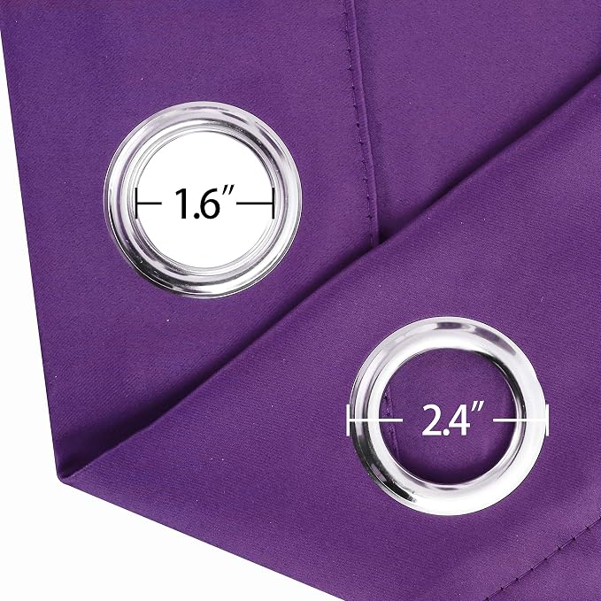 Purple Blackout Curtains 40 x 63 Inch Length/Set of 2 Curtain Panels/Thermal - Image 7