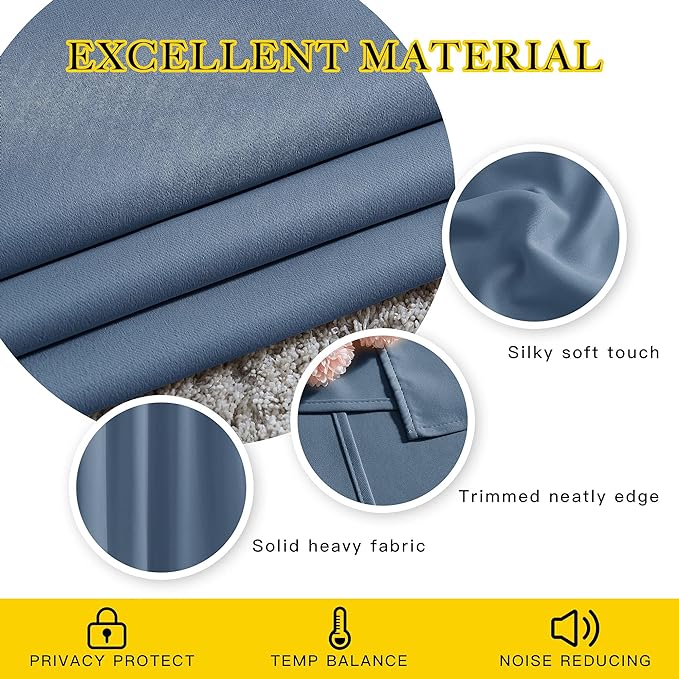 NICETOWN Stone Blue Blackout Curtains - Image 5