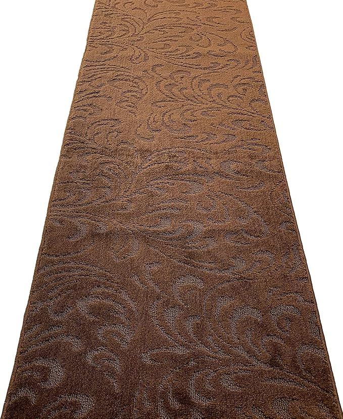 Custom Length Hallway Runner Rug, Slip Resistant, Floral Brown, 26 Inch X 14 - Image 6