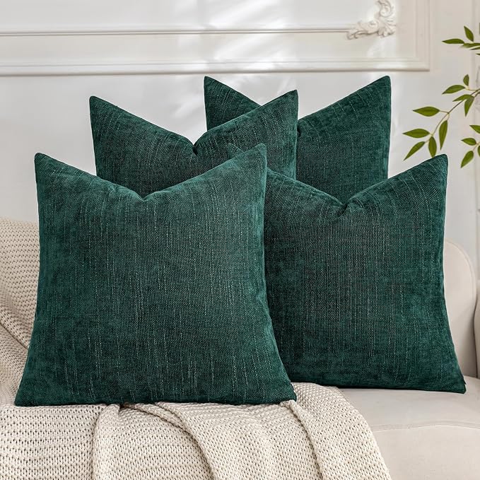 Set of 4 Soft Textured Decorative Throw Pillow Covers 24x24 Inch Cozy Farmhouse by Cozoomy