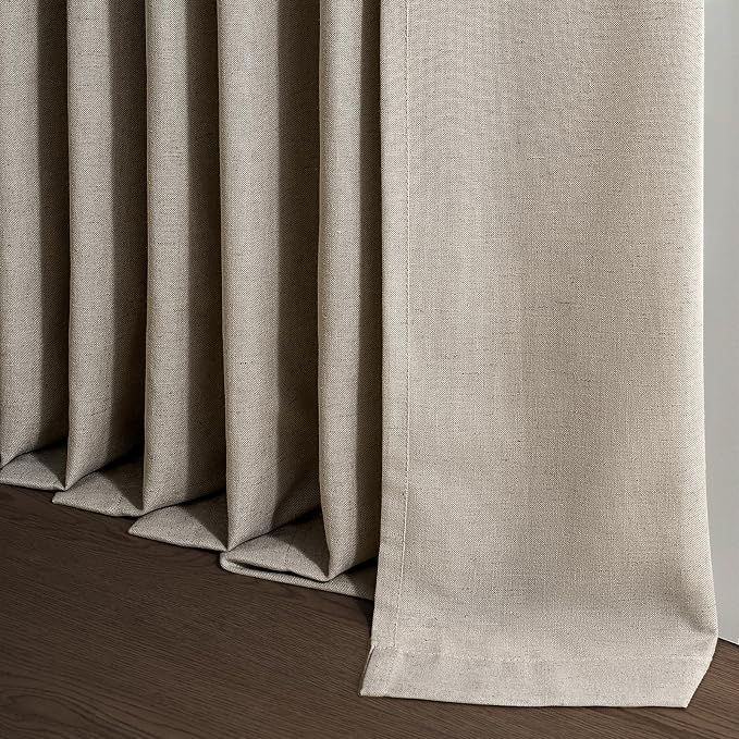 100 Inches Long Pinch Pleated Semi Sheer Curtains, Burlywood Linen Blended - Image 6