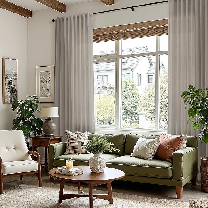 Grey Beige Curtains 102 Inches Long - Image 8