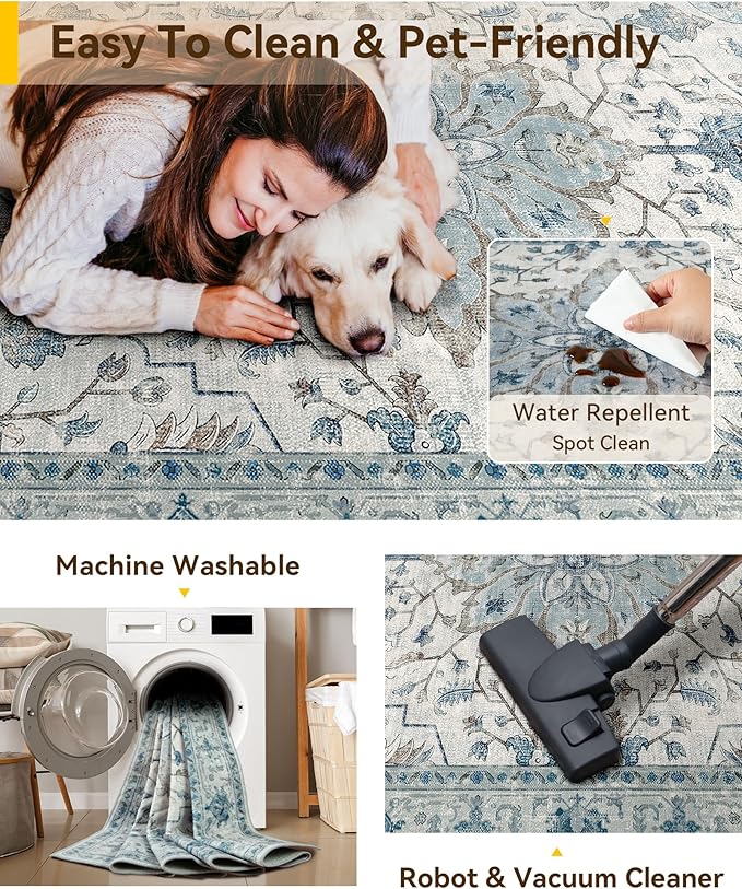 RELEANY Washable Area Rug, Runner 3'x8', Water Repellent, Pet Friendly - Image 6