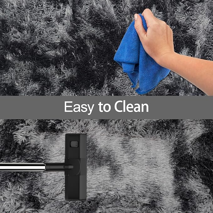 4x6 ft Area Rug for Bedroom Black Grey Tie Dye Fluffy Rug Mat Bedside Throw Rug - Image 7