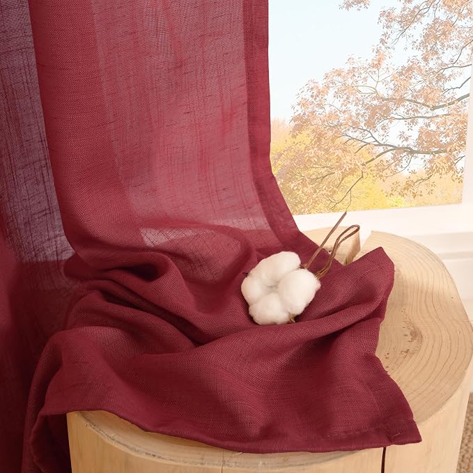 BGment Burgundy Linen Curtains 72 Inches Long - Image 7