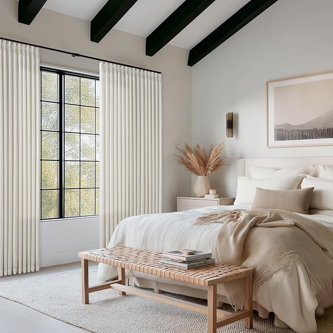 126 Inch Long Pinch Pleat Natural Light Filter Linen Curtains 50 Inch Wide | - Image 7