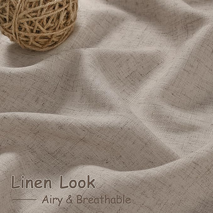 Ecru Linen 144 Inch Curtains for Living Room Light Filtering Semi Sheer Curtain - Image 3