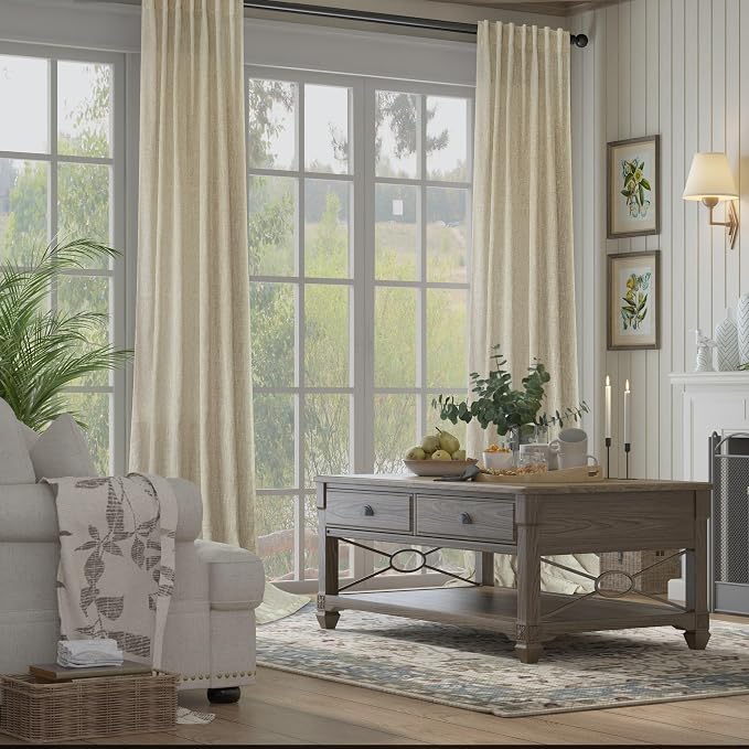 Burlywood Birch Beige Taupe Linen Curtains 63 Inch Length 2 Panels Bedroom - Image 6