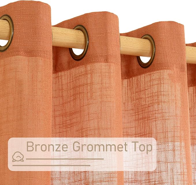 Linen Curtains for Living Room 72 Inch Length, Bronze Grommet Light Filtering - Image 4